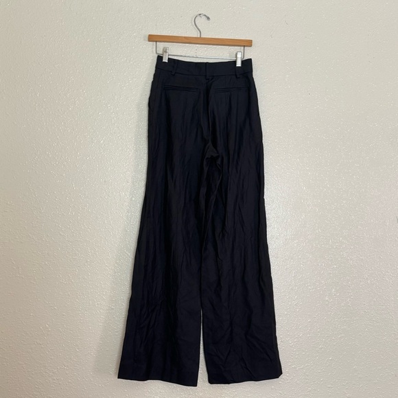 Attersee Black Wide Leg Trouser Pants Linen Blend - Picture 4 of 11